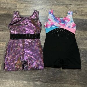 Girls' Gymnastics Leotards - Purple and Tie-Dye